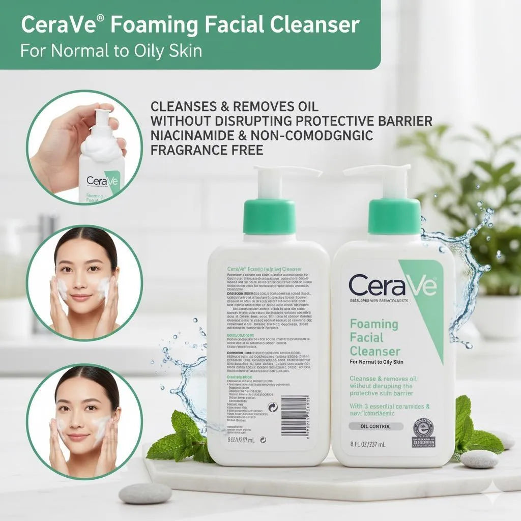 CeraVe Foaming Facial Cleanser 237ml – For Normal to Oily Skin