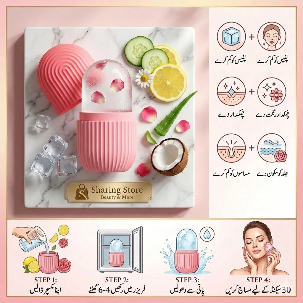Face Ice Contour Roller with Floral Infusion & Puff Design