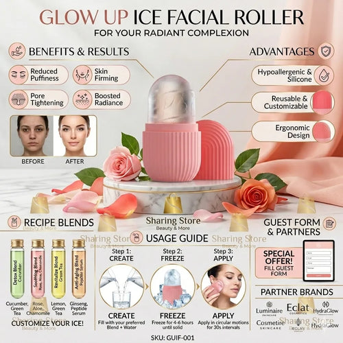 Face Ice Contour Roller with Floral Infusion & Puff Design