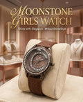 Elegant Women’s Brown Leather Watch with Crystal Accents