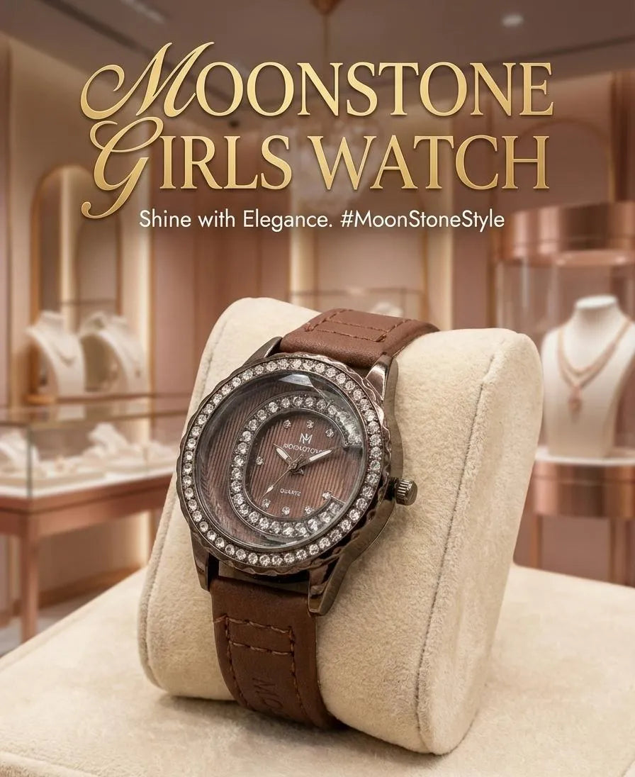 Elegant Women’s Brown Leather Watch with Crystal Accents