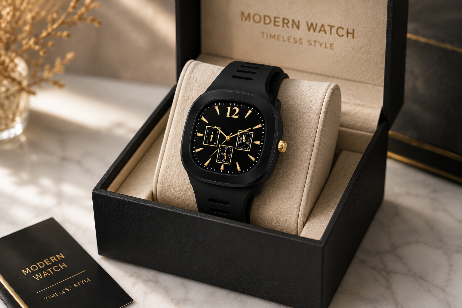 Luxury Black & Gold Modern Watch – Premium Men’s Wristwatch | Elegant Sport Watch