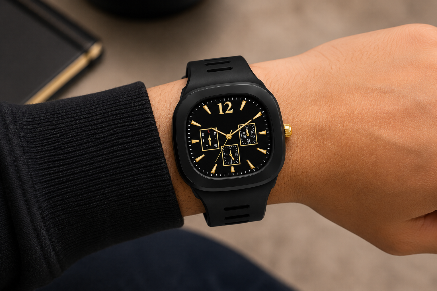 Luxury Black & Gold Modern Watch – Premium Men’s Wristwatch | Elegant Sport Watch