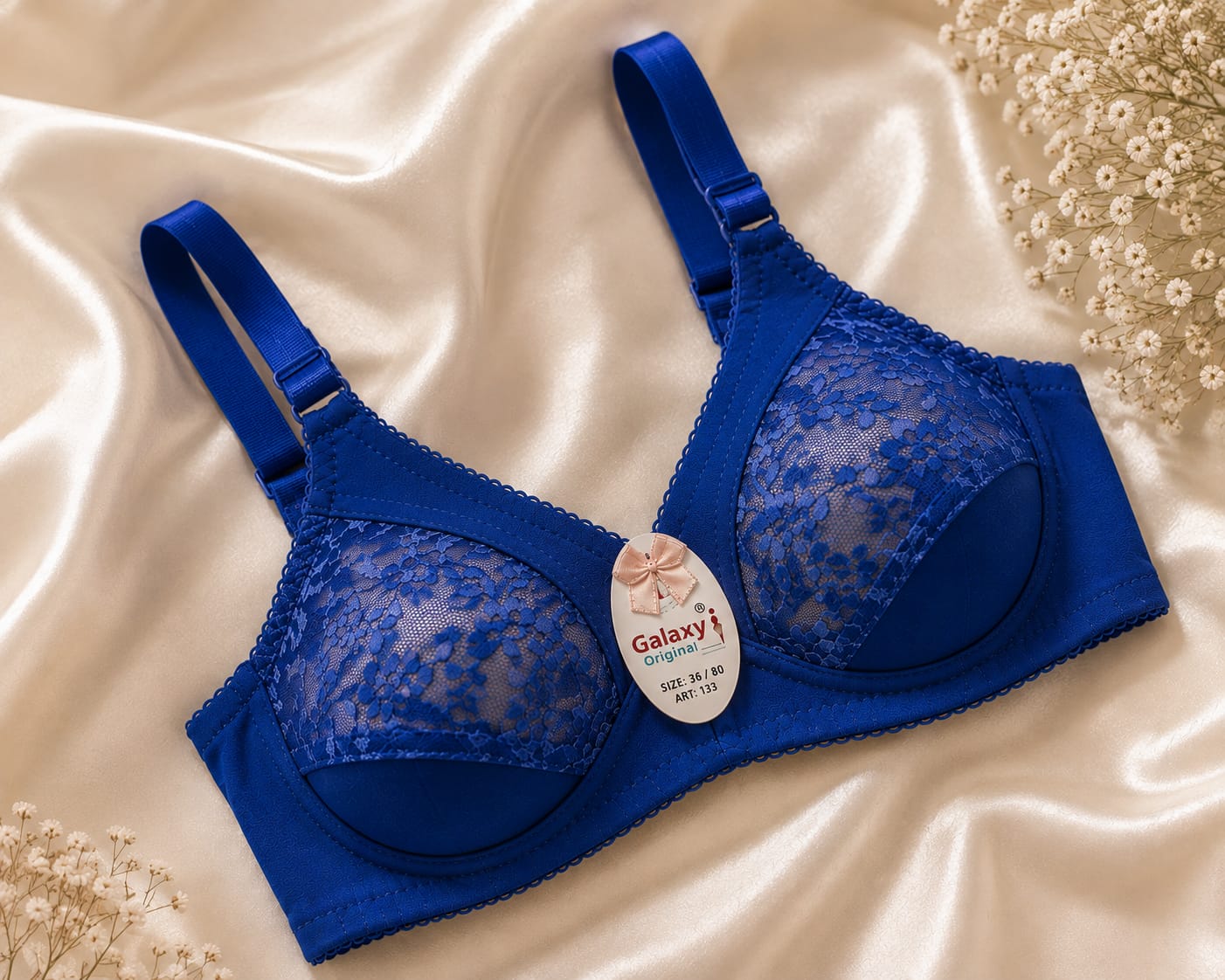 Women’s Royal Blue Lace Bra – Elegant & Comfortable Fit