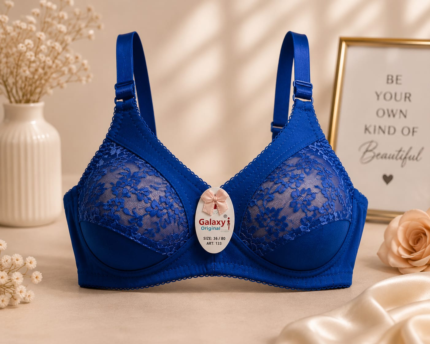 Women’s Royal Blue Lace Bra – Elegant & Comfortable Fit