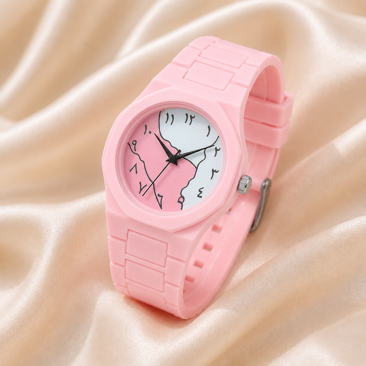 Pink Carbon Fiber Women's Watch with Butterfly Look