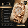 Luxury Rose Gold ELCVOD KLEIN Crystal Chronograph Watch for Men & Women