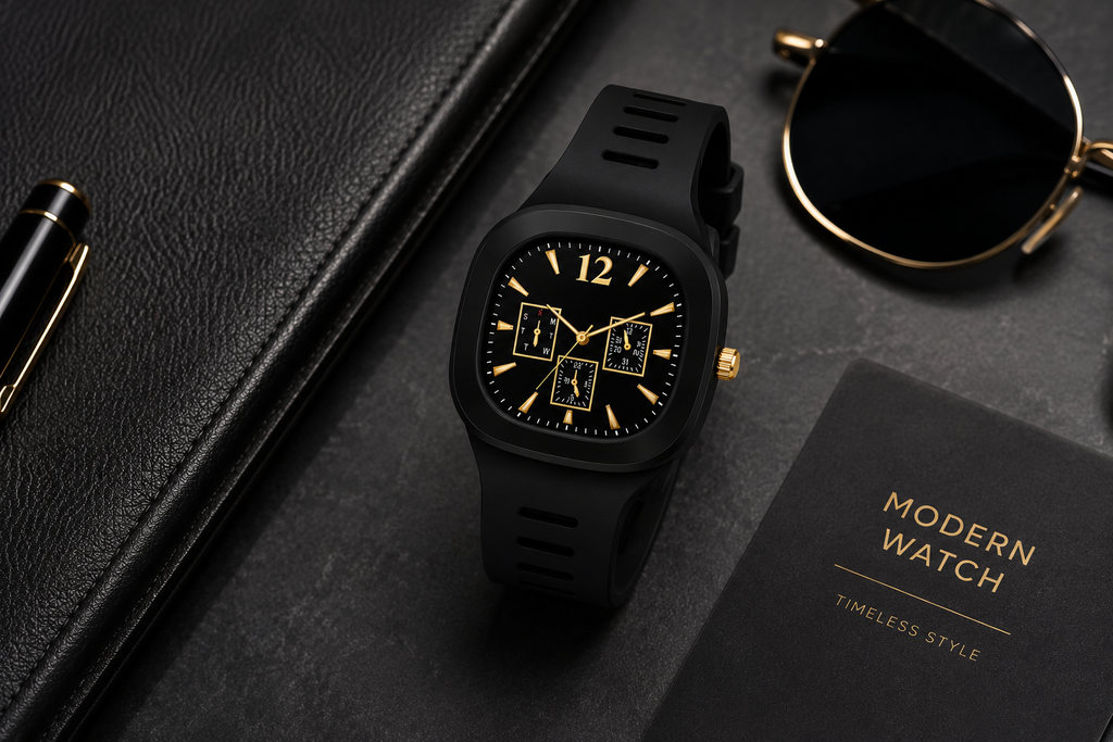 Luxury Black & Gold Modern Watch – Premium Men’s Wristwatch | Elegant Sport Watch